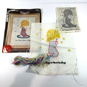 Vogart Creative‎ Stitchery Moppets Crewel Kit Now I Lay me down Sleep Incomplete